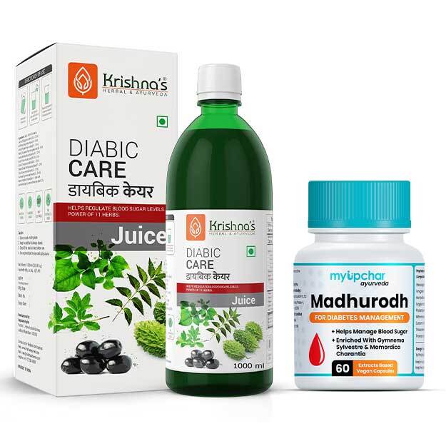 Krishnas Herbal & Ayurveda Diabetic Care Juice With Madhurodh Sugar Care Capsule